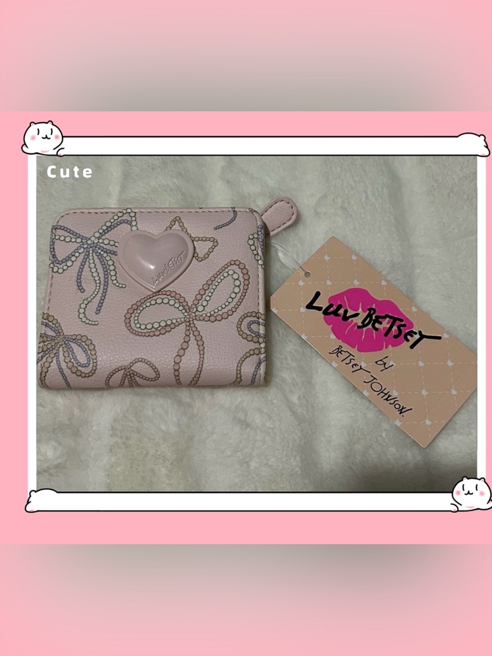 Luv By Betsy Johnson LBMONEY Bifold ID Window Wallet Pink OS Y2K Coquette Retro
